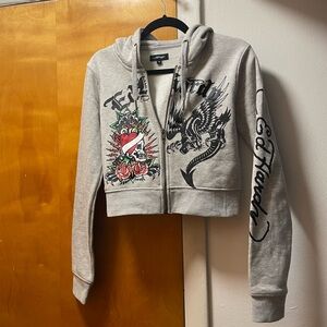 ed hardy cropped zip up hoodie